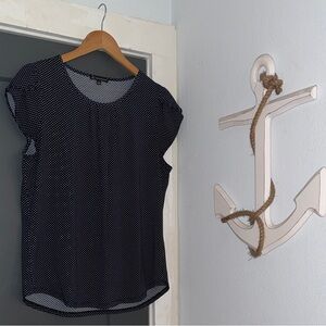 Adrianna Papell Navy Polka Dot Blouse